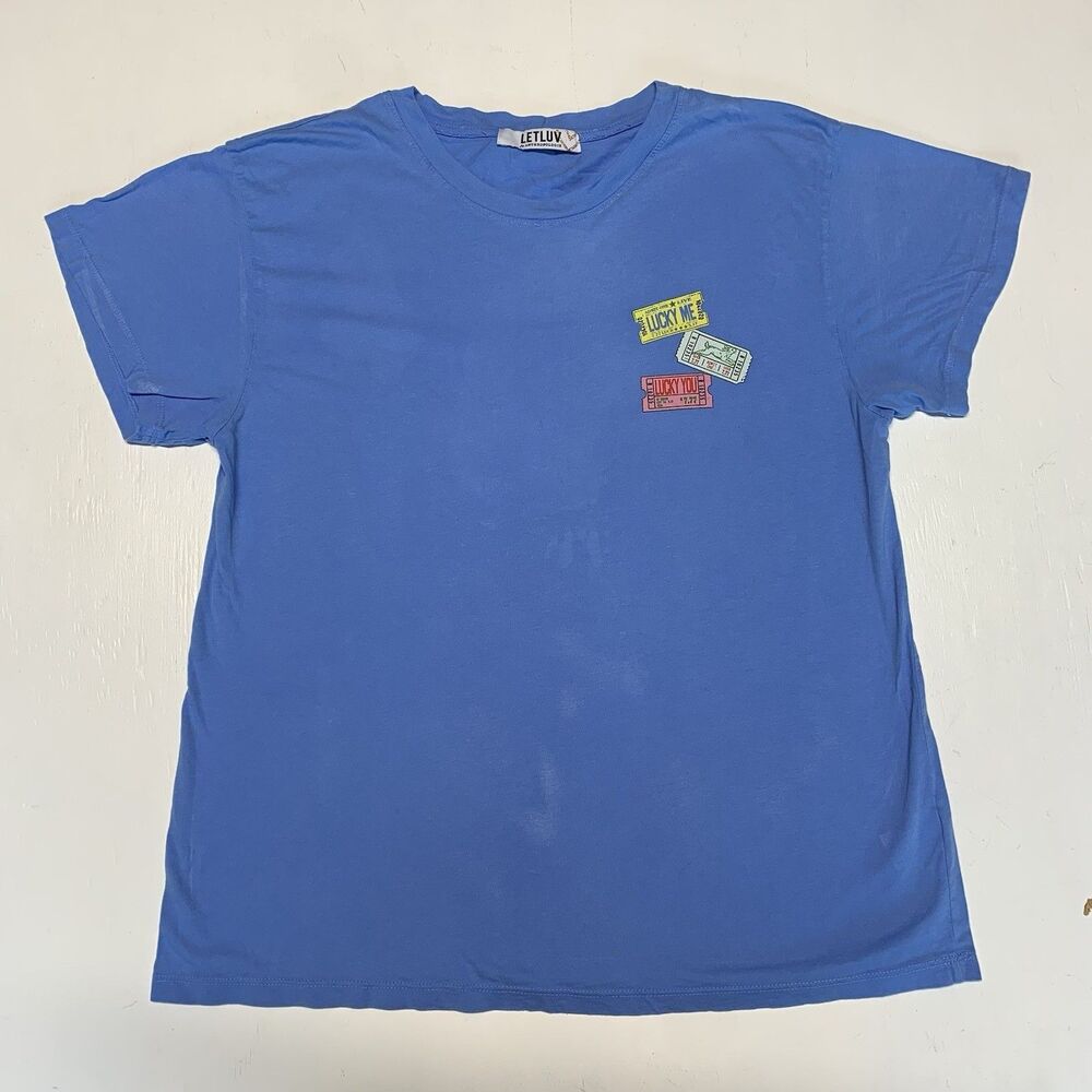 Anthropologie Letluv Concert Tickets Graphic Tee Blue Size M
